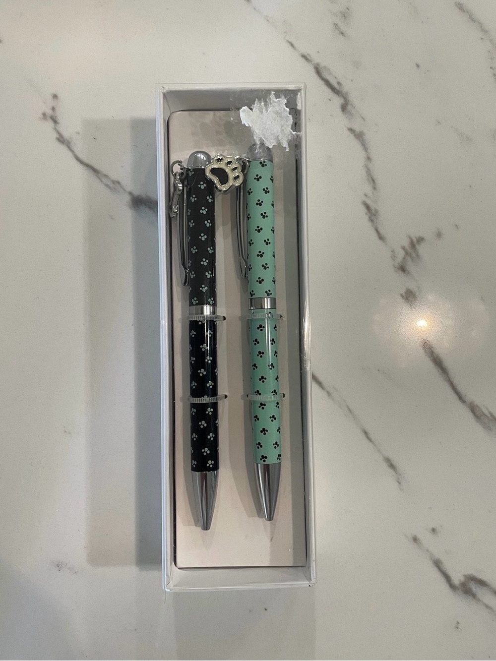 Paw Print Twin Pen Set - Black & Mint